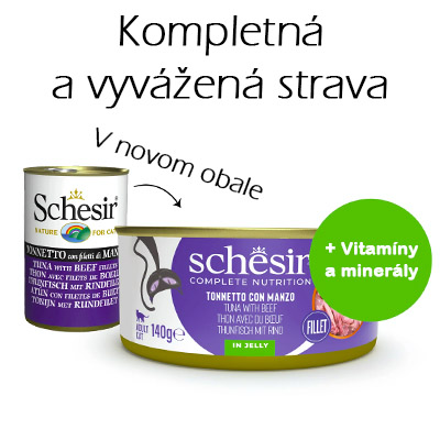 Schesir CB Wet Tuniak a hovadzie v želé konzerva 140g obsah